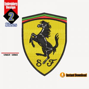 Ferarri  Logo Design embroidery
