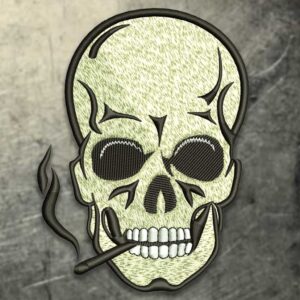 Smoking Skull Embroidery Design